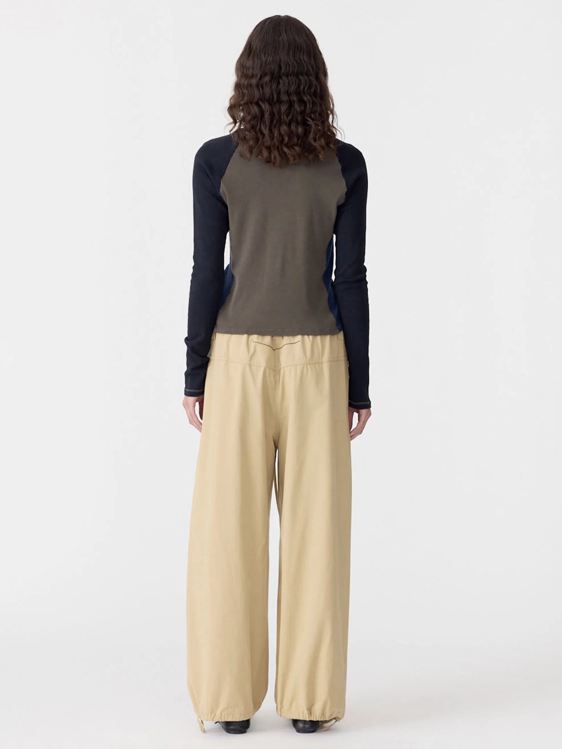 Bassike Drawstring Detail Pull On Pant in Tan