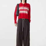 Bassike Crushed Cotton Layered Pant in Chocolate Brown