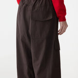 Bassike Crushed Cotton Layered Pant in Chocolate Brown