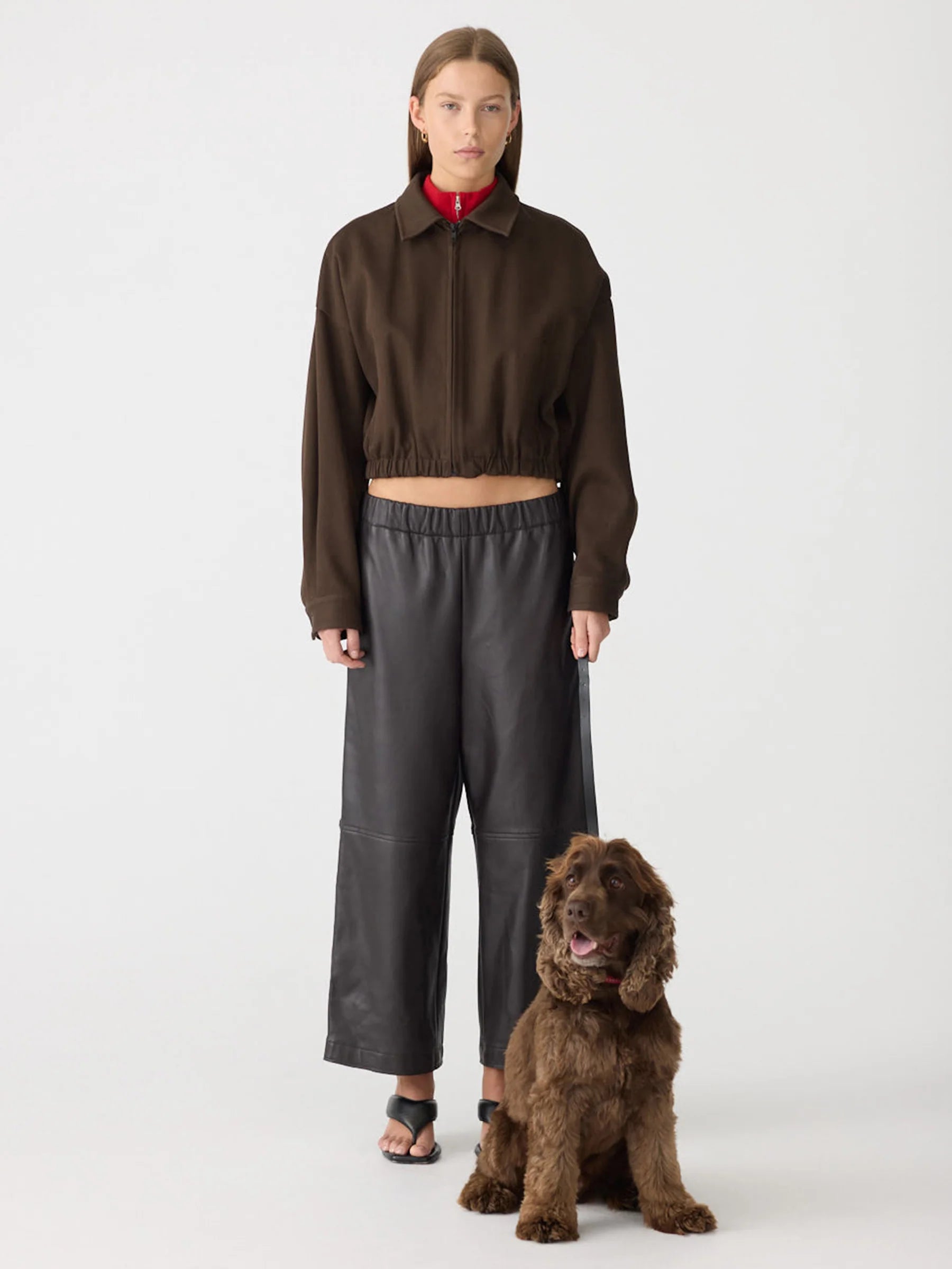 Bassike Double Twill Utility Jacket in Dark Brown