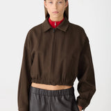 Bassike Double Twill Utility Jacket in Dark Brown