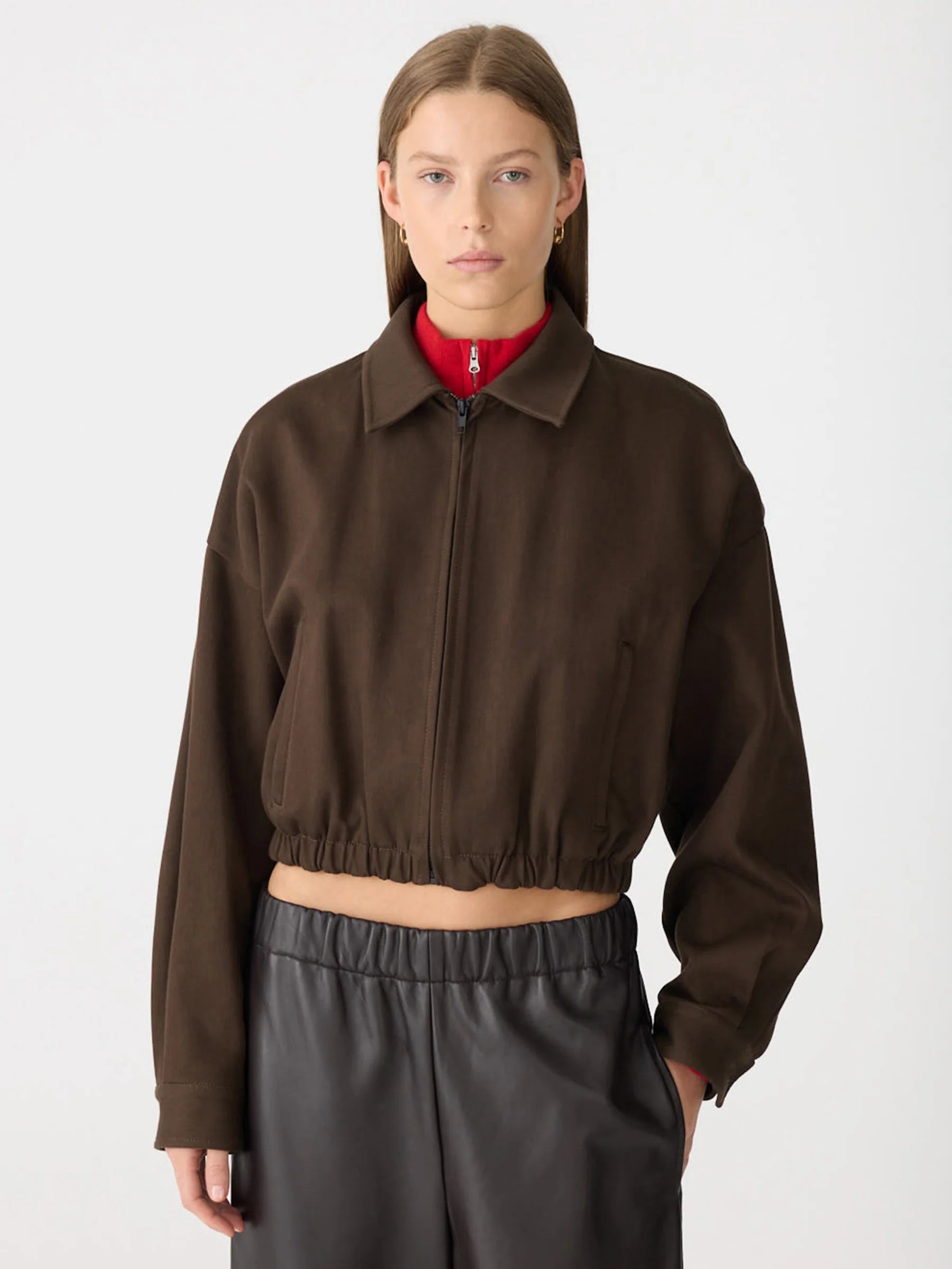 Bassike Double Twill Utility Jacket in Dark Brown