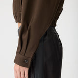 Bassike Double Twill Utility Jacket in Dark Brown