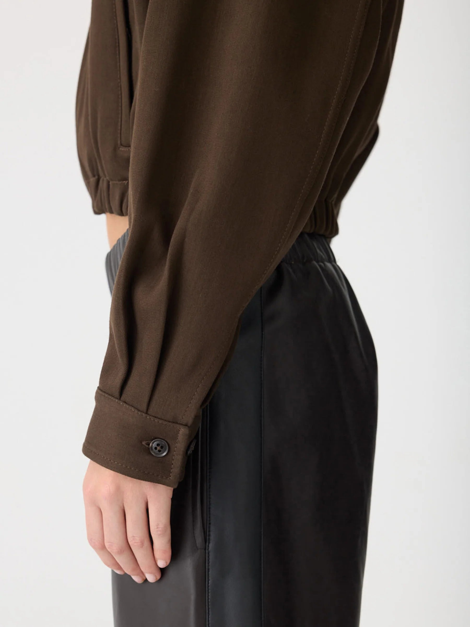 Bassike Double Twill Utility Jacket in Dark Brown