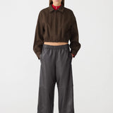 Bassike Double Twill Utility Jacket in Dark Brown