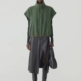 Bassike Textured Wool Popover Vest in Dark Green