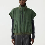 Bassike Textured Wool Popover Vest in Dark Green - styled look