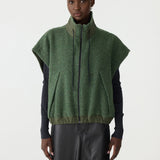 Bassike Textured Wool Popover Vest in Dark Green - styled look