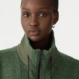 Bassike Textured Wool Popover Vest in Dark Green - close up