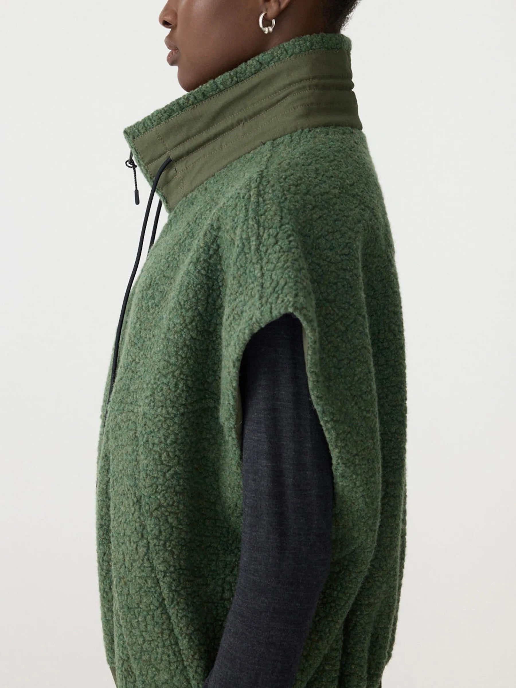 Bassike Textured Wool Popover Vest in Dark Green - outfit inspiration
