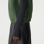 Bassike Textured Wool Popover Vest in Dark Green - close up