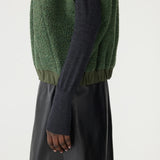 Bassike Textured Wool Popover Vest in Dark Green - close up