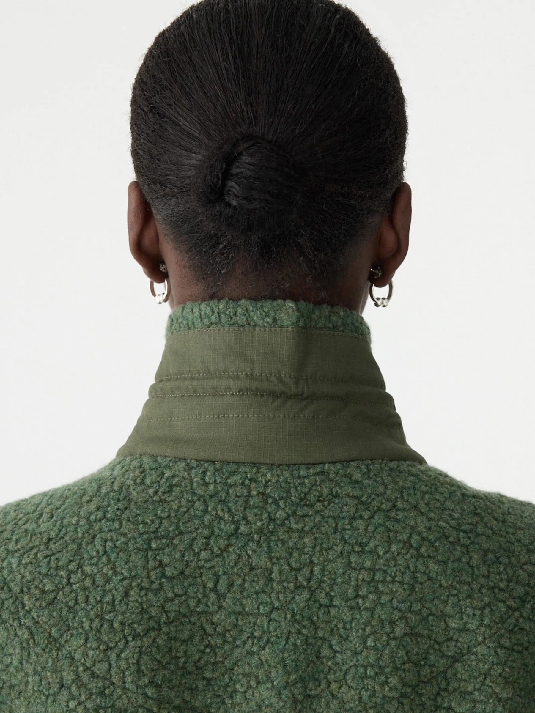 Bassike Textured Wool Popover Vest in Dark Green - close up