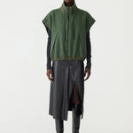 Bassike Textured Wool Popover Vest in Dark Green - side view