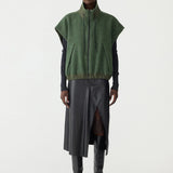 Bassike Textured Wool Popover Vest in Dark Green - side view