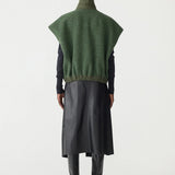 Bassike Textured Wool Popover Vest in Dark Green - detail view
