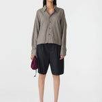 Bassike Mini Houndstooth Crop Shirt in Black and Natural