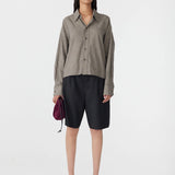 Bassike Mini Houndstooth Crop Shirt in Black and Natural