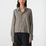 Bassike Mini Houndstooth Crop Shirt in Black and Natural