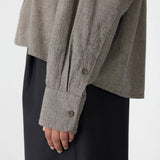 Bassike Mini Houndstooth Crop Shirt in Black and Natural