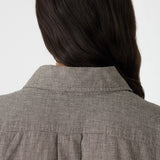 Bassike Mini Houndstooth Crop Shirt in Black and Natural