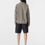 Bassike Mini Houndstooth Crop Shirt in Black and Natural