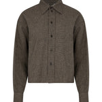 Bassike Mini Houndstooth Crop Shirt in Black and Natural