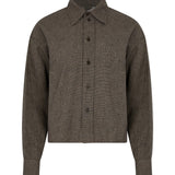 Bassike Mini Houndstooth Crop Shirt in Black and Natural