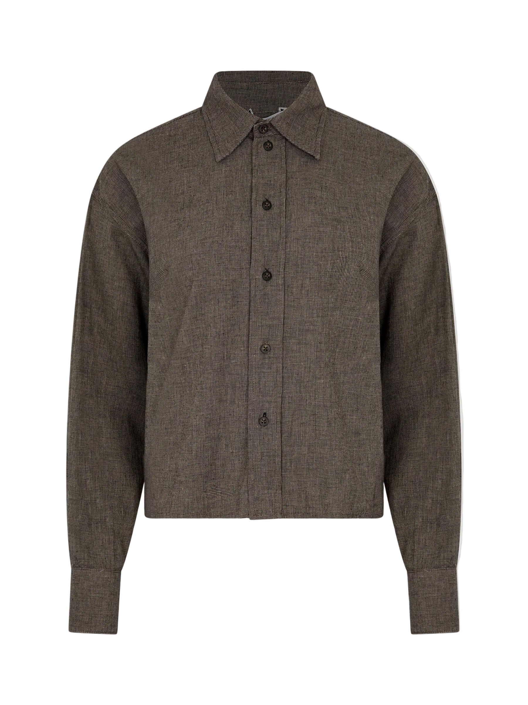 Bassike Mini Houndstooth Crop Shirt in Black and Natural