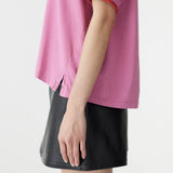 Bassike Layered Neck T-Shirt in Boysenberry and Heritage Red
