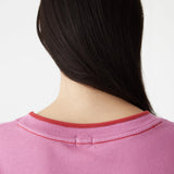 Bassike Layered Neck T-Shirt in Boysenberry and Heritage Red