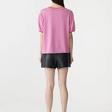 Bassike Layered Neck T-Shirt in Boysenberry and Heritage Red