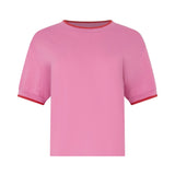 Bassike Layered Neck T-Shirt in Boysenberry and Heritage Red