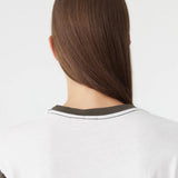 Bassike Contrast Boxy 3/4 Sleeve T-Shirt in White and Ash
