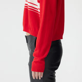 Bassike Stripe Wool Cashmere Polo in Red and Natural