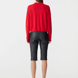 Bassike Stripe Wool Cashmere Polo in Red and Natural