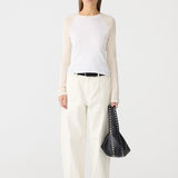 Bassike Panelled Rib Long Sleeve Baby T-Shirt in White and Ecru