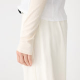 Bassike Panelled Rib Long Sleeve Baby T-Shirt in White and Ecru