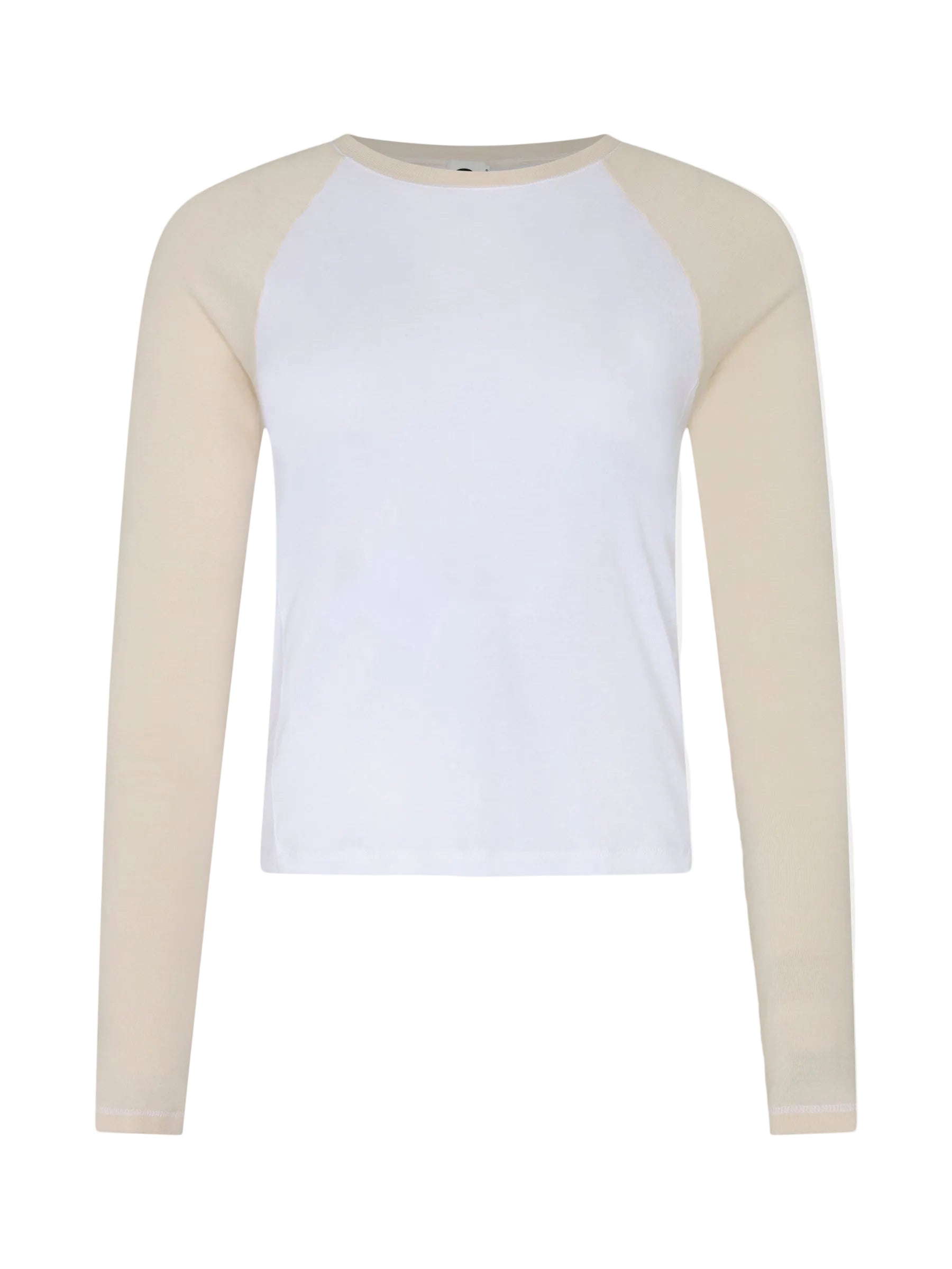 Bassike Panelled Rib Long Sleeve Baby T-Shirt in White and Ecru