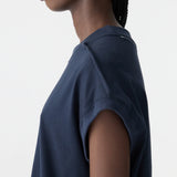 Bassike Sleeve Cut Off Tank Dress in Blue Ink