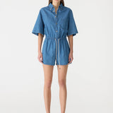 Bassike Organic Denim Jumpsuit in Washed Indigo