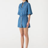 Bassike Organic Denim Jumpsuit in Washed Indigo