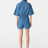 Bassike Organic Denim Jumpsuit in Washed Indigo