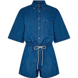 Bassike Organic Denim Jumpsuit in Washed Indigo