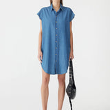 Bassike Organic Denim Sleeveless Dress in Washed Indigo