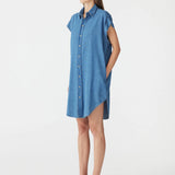 Bassike Organic Denim Sleeveless Dress in Washed Indigo