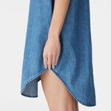 Bassike Organic Denim Sleeveless Dress in Washed Indigo