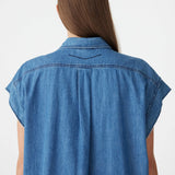 Bassike Organic Denim Sleeveless Dress in Washed Indigo