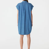 Bassike Organic Denim Sleeveless Dress in Washed Indigo