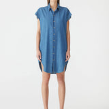 Bassike Organic Denim Sleeveless Dress in Washed Indigo